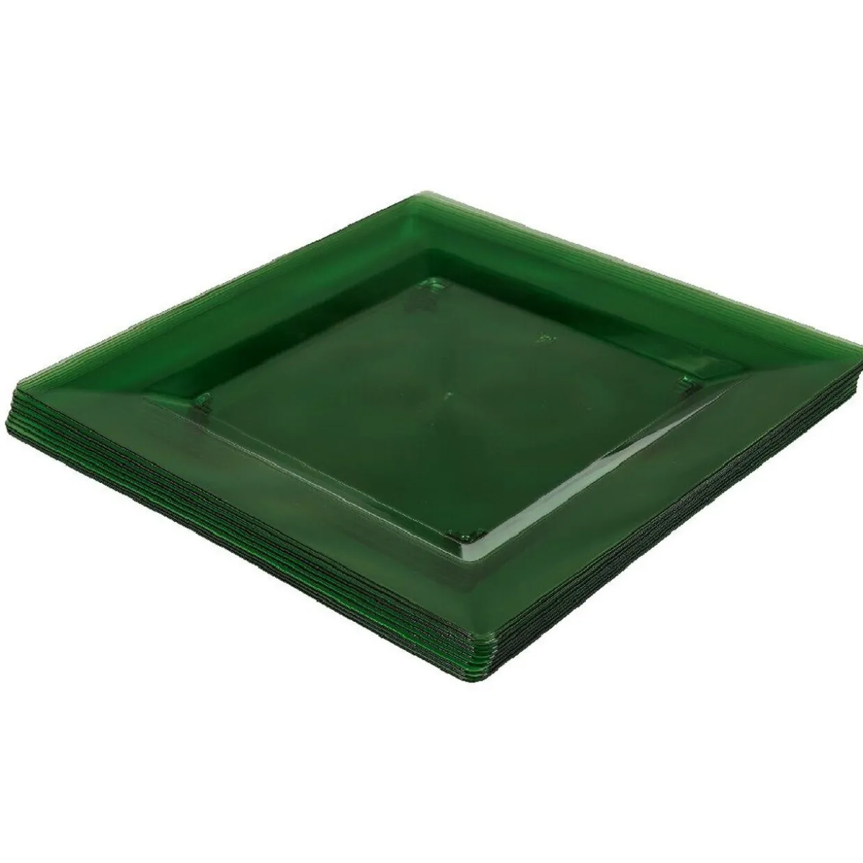 Assiette plastique plate carrée unie vert x 10