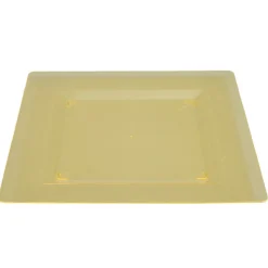 Assiette plastique plate carrée unie jaune x 10