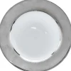 Assiette plate blanche contour argenté