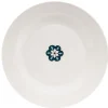 Assiette plate blanche décor fleur bleue