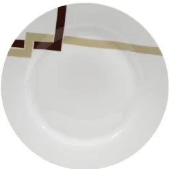 Assiette plate blanche décor lignes