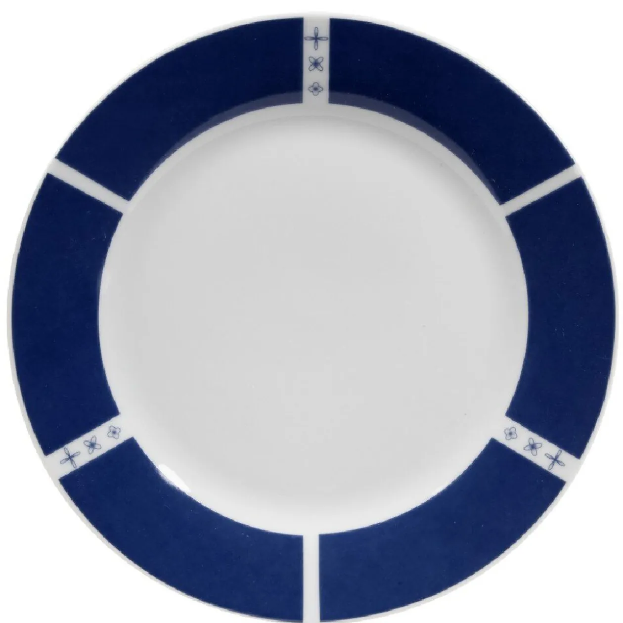 Assiette plate blanche décor aile bleu