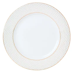 Assiette plate blanche motifs dorés