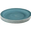 Assiette plate bleu effet spirale x4