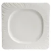Assiette plate carrée blanche avec intérieur rond Feston