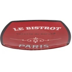 Assiette plate carrée bords arrondis rouge Le bistrot