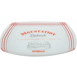 Assiette plate carrée bords arrondis design bistrot