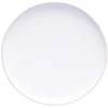Assiette plate en faïence blanc avec liseré crème