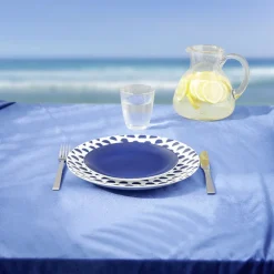 Assiette plate en porcelaine décor bleu Ø 27 cm