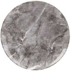 Assiette plate en porcelaine décor marbre gris