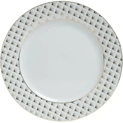 Assiette plate en porcelaine motif doré