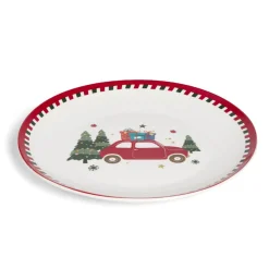Assiette plate en porcelaine motif Noël Ø27cm