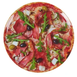 Assiette plate forme ronde style fast food motif pizza