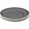 Assiette plate gris effet spirale x4