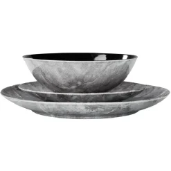 Assiette plate motif marbre gris