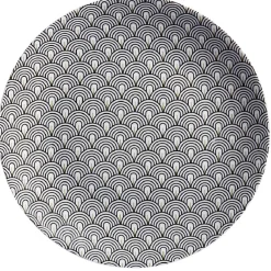 Assiette plate motif vague japonaise gris