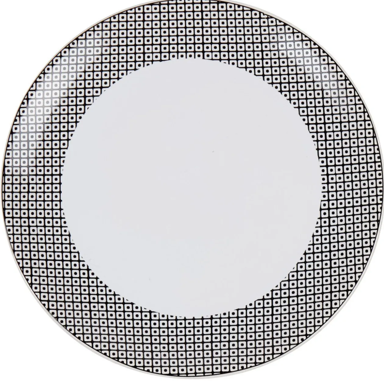 Assiette plate noire et blanche