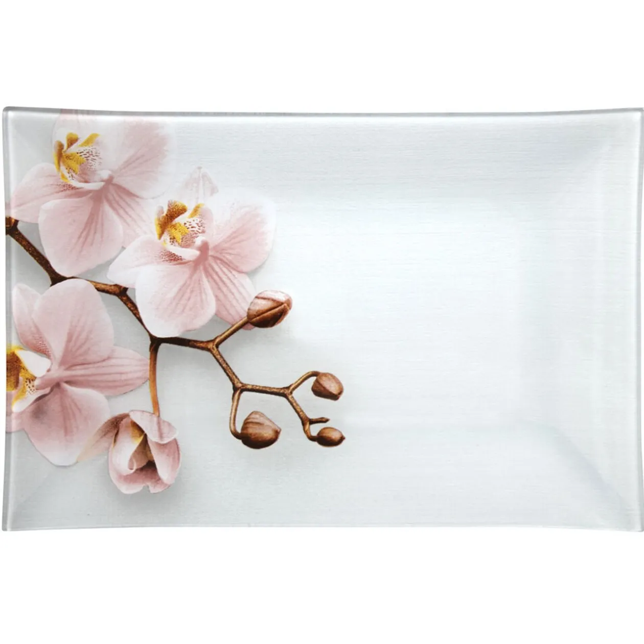 Assiette plate rectangulaire design Orchidée
