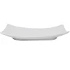 Assiette plate rectangulaire blanche incurvée