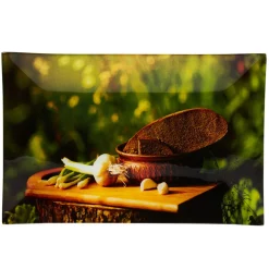 Assiette plate rectangulaire design ail et pain