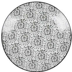 Assiette plate ronde blanche et noire Sara