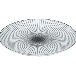 Assiette plate ronde blanche rayon noir