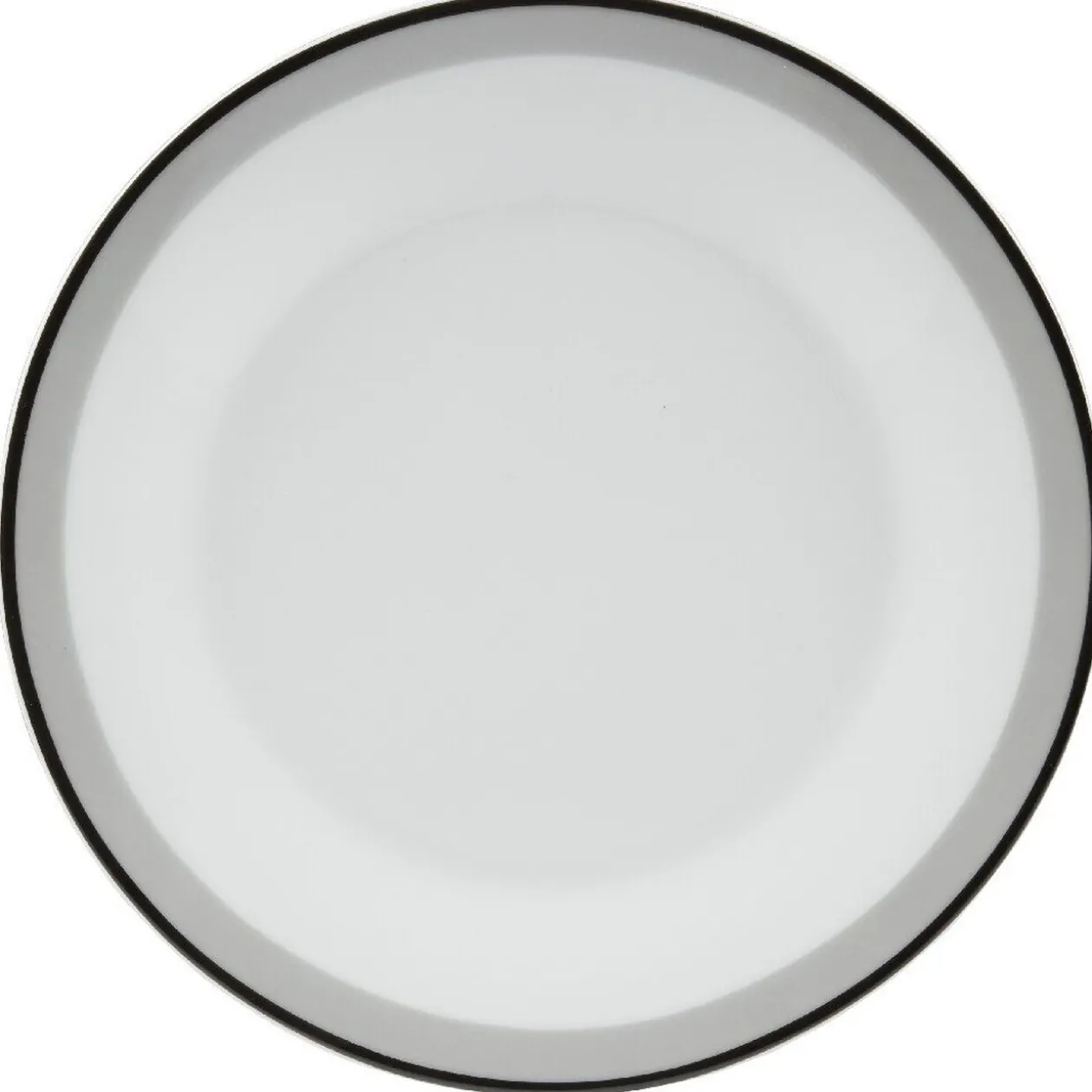 Assiette plate ronde blanche bordure gris noir Lizzy