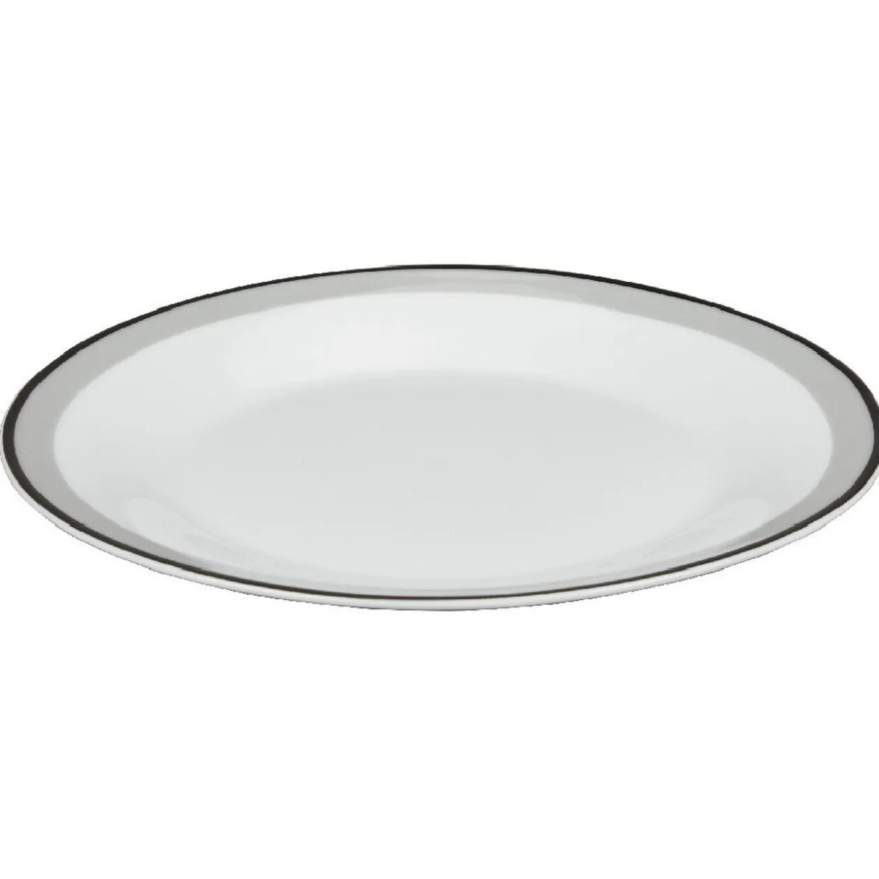 Assiette plate ronde blanche bordure gris noir Lizzy