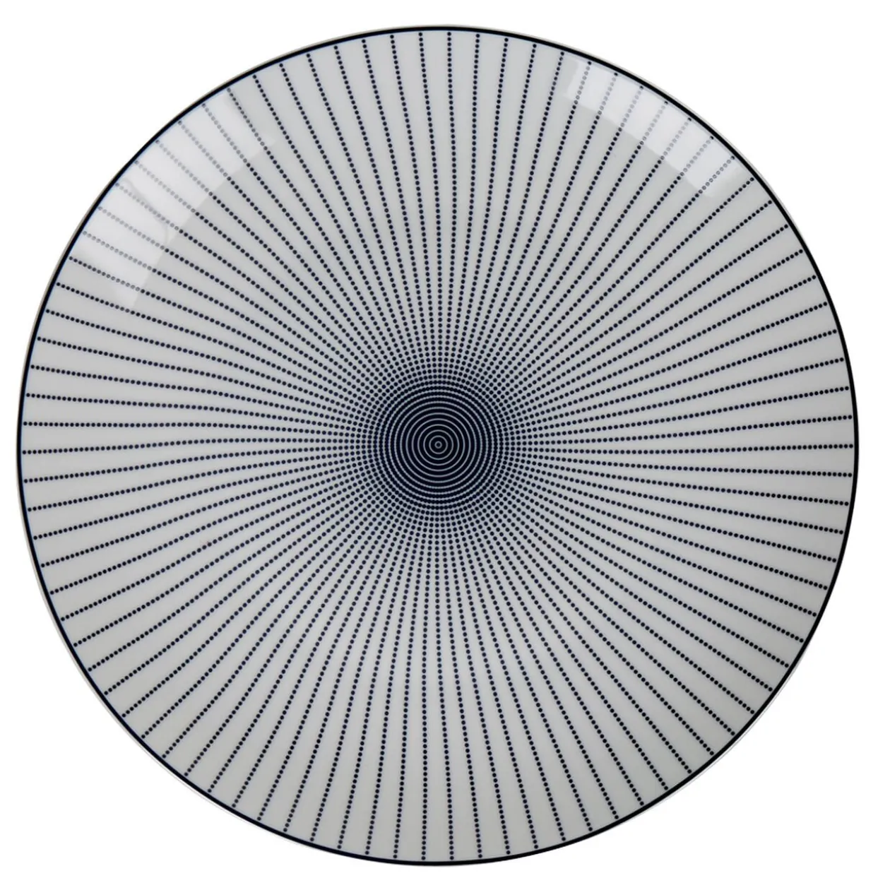 Assiette plate ronde blanche rayon bleu