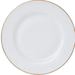 Assiette plate ronde blanche contour doré