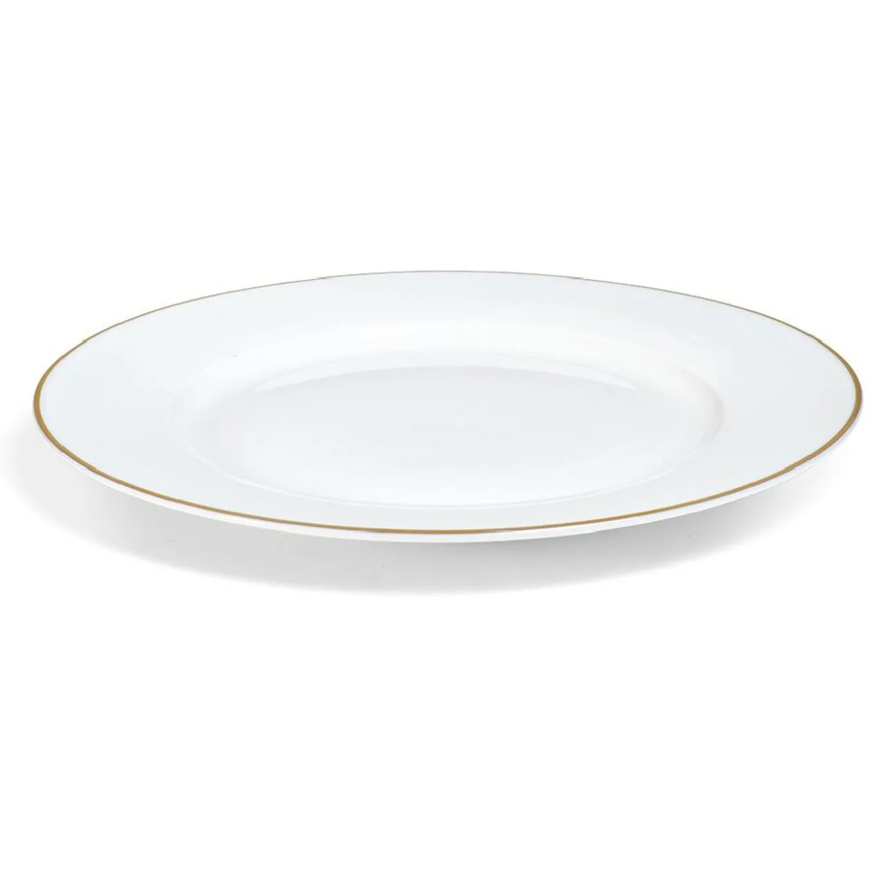 Assiette plate ronde blanche contour doré