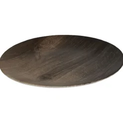 Assiette plate ronde décor imitation bois