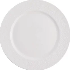 Assiette plate ronde embossée blanche x4