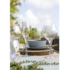 Assiette plate ronde en grès reliefbleu