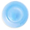Assiette plate ronde liseré blanc verre transparent bleu Ø26cm