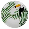 Assiette plate ronde motif feuillage toucan jungle tropical