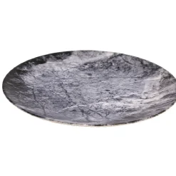 Assiette plate ronde motif ardoise gris et noir