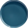 Assiette plate ronde Oslo porcelaine bleu uni