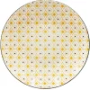Assiette plate ronde Praia motif blanc jaune noir
