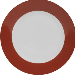 Assiette plate ronde rouge et blanche