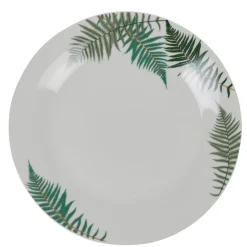 Assiette plate ronde style tropical jungle motif feuillage