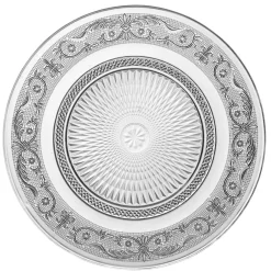 Assiette plate ronde transparente ciselée