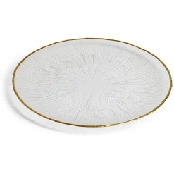 Assiette plate ronde verre transparent rebord doré Ø28cm