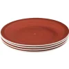 Assiette plate rouge effet spirale x4