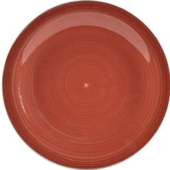 Assiette plate rouge effet spirale x4