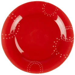 Assiette plate Zana rouge motifs étoiles blanches