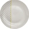 Assiette plate Zanzibar motif géométrique blanc et gris