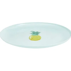 Assiette ronde en plastique décor ananas