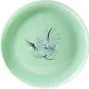 Assiette ronde en plastique décor feuillage