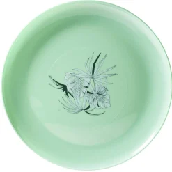 Assiette ronde en plastique décor feuillage